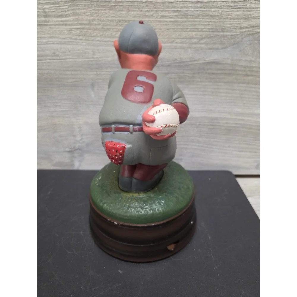The All Americans - Enesco Music Box Baseball Pitcher On Base-Moves Rare! Eshelf